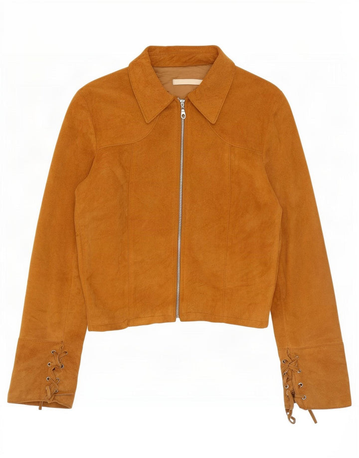 Imperial Womens Crop Suede Jacket UK 12 Medium Beige Leather