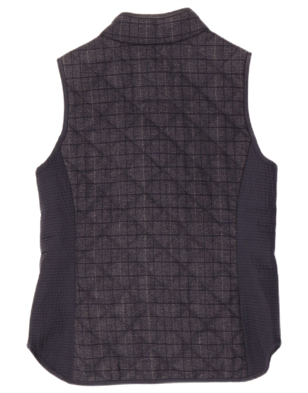 Crew Clothing Womens Quilted Gilet UK 10 Small Navy Blue Check Polyester