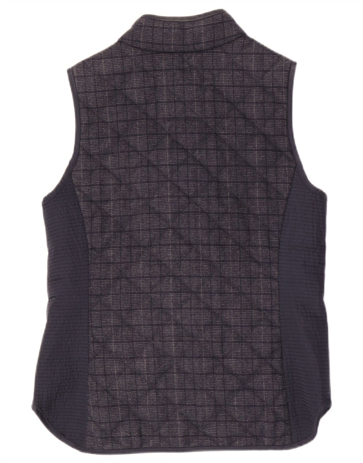 Crew Clothing Womens Quilted Gilet UK 10 Small Navy Blue Check Polyester
