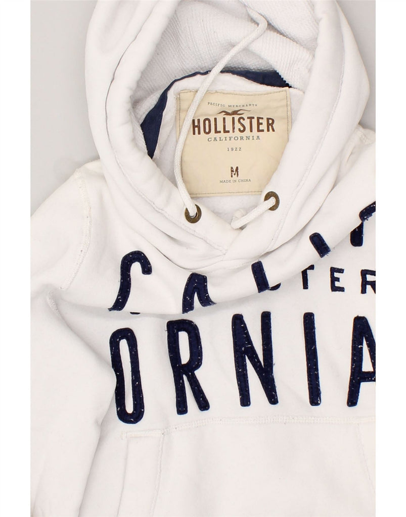 HOLLISTER Womens Graphic Hoodie Jumper UK 14 Medium White Cotton | Vintage Hollister | Thrift | Second-Hand Hollister | Used Clothing | Messina Hembry 