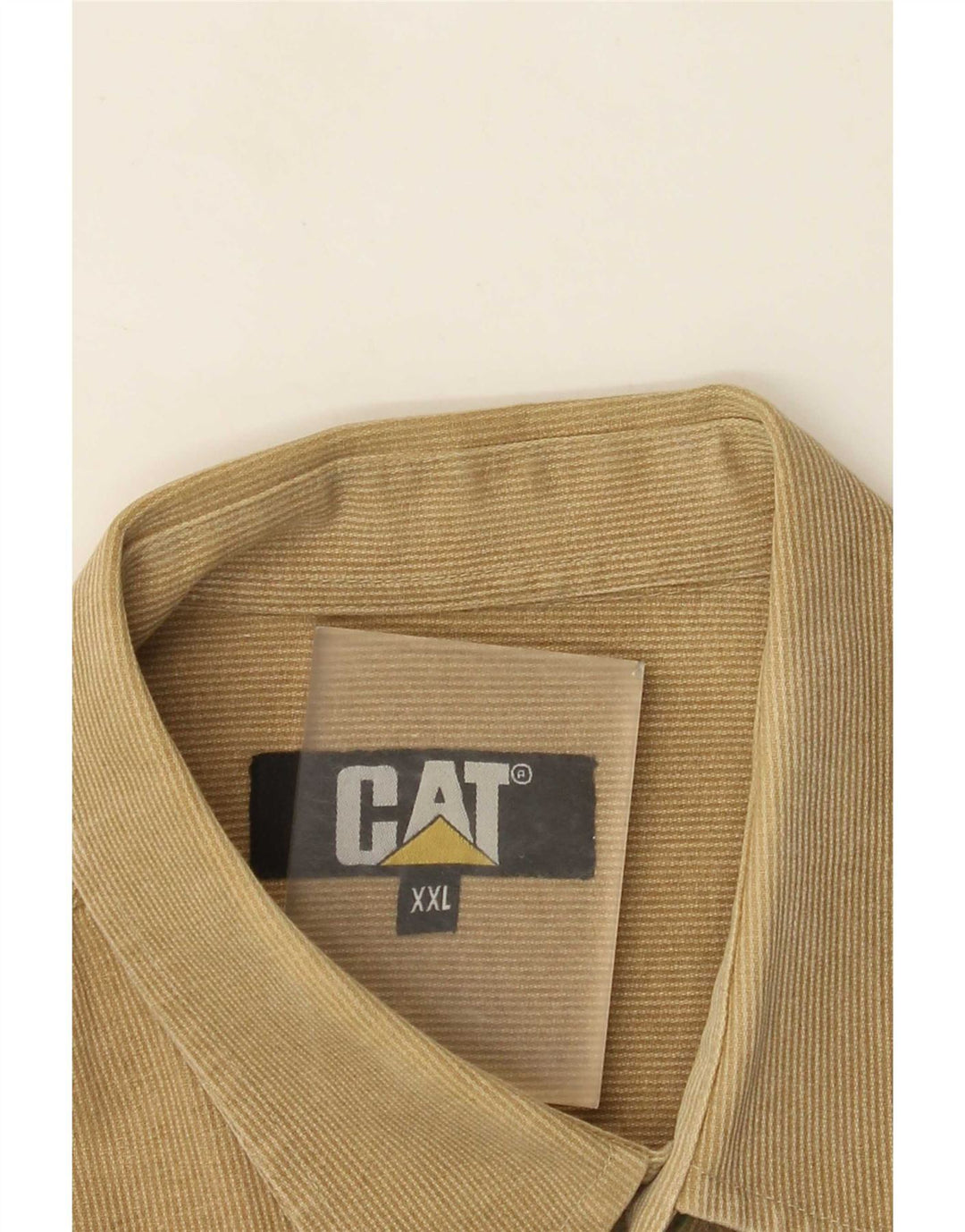 CAT Mens Shirt 2XL Beige Pinstripe