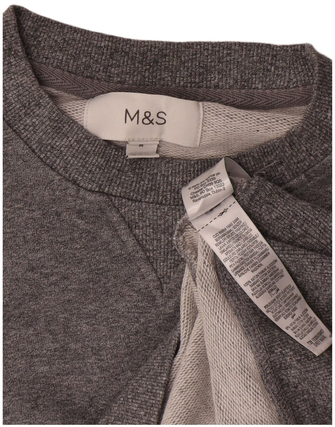 Marks & Spencer Mens Sweatshirt Jumper Medium Grey Flecked Cotton