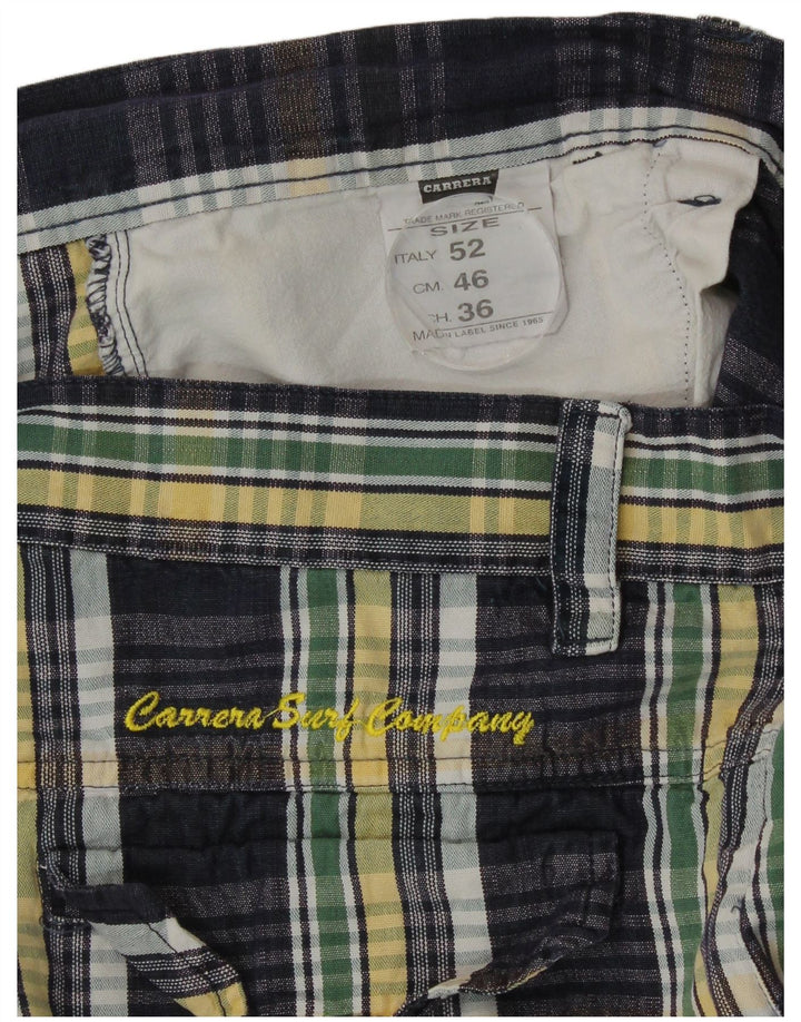 Carrera Mens Casual Shorts IT 52 XL W36  Navy Blue Check Cotton