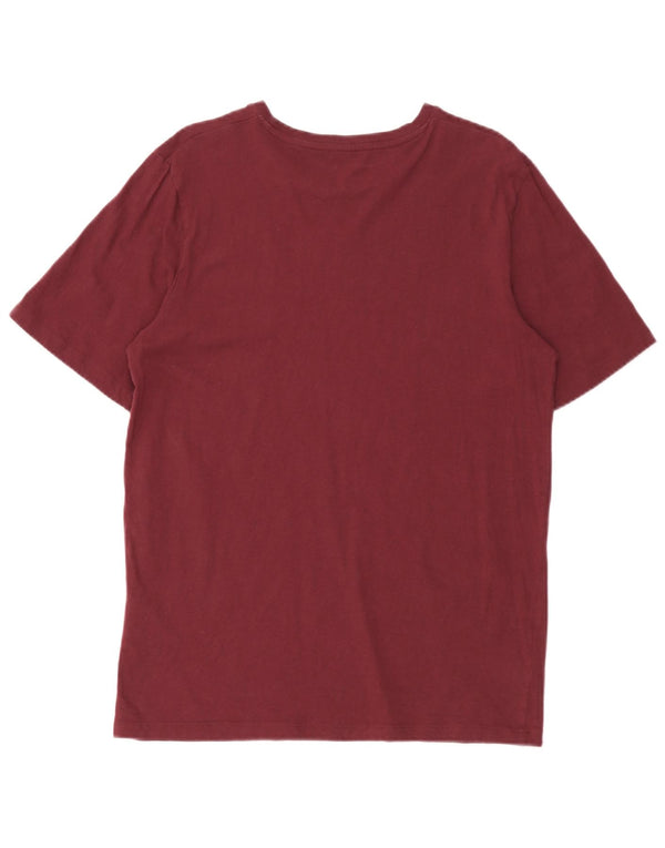 Jack & Jones Mens Graphic T-Shirt Top Large Burgundy Cotton