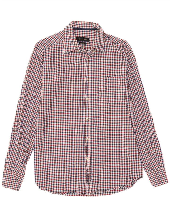 Massimo Dutti Mens Casual Fit Shirt Medium Multicoloured Gingham Cotton