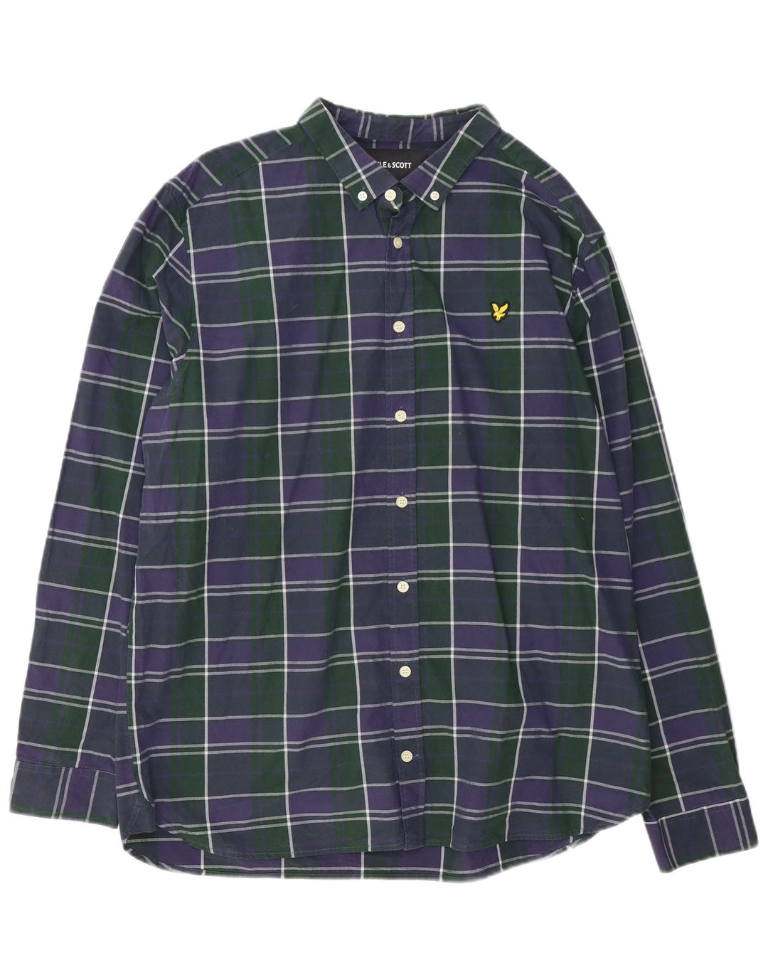 Lyle & Scott Mens Shirt 2XL Navy Blue Check Cotton