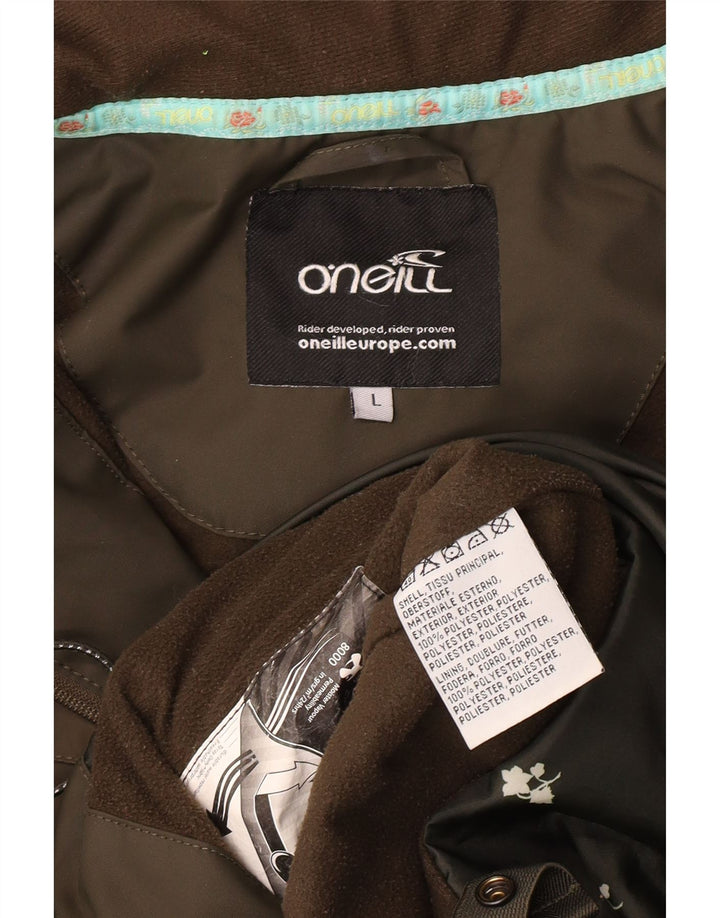 O'Neill Womens Hooded Windbreaker Jacket UK 14 Large Khaki Polyester