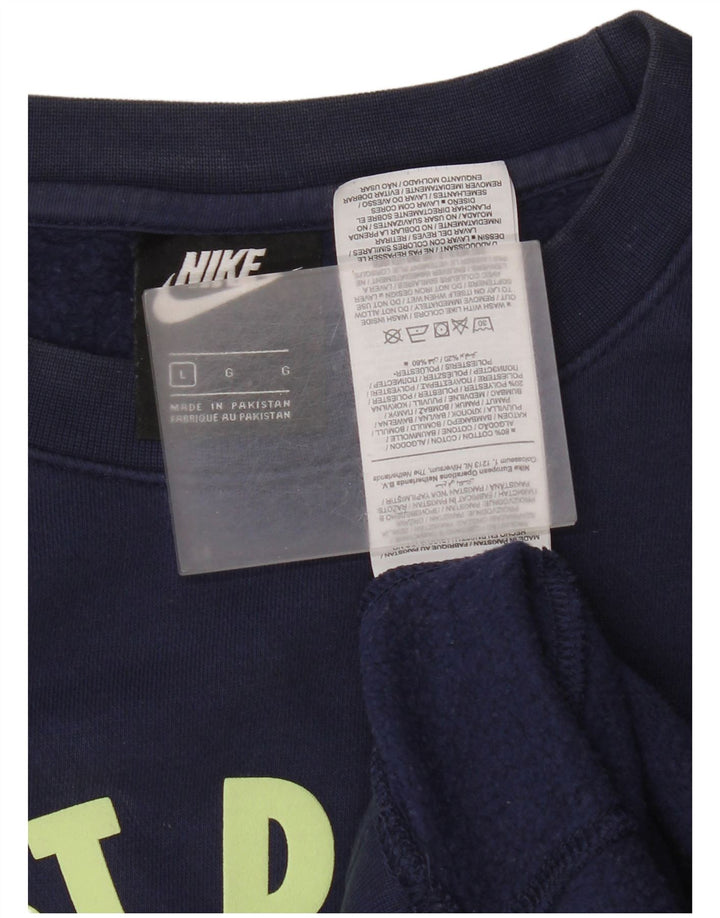 Nike Mens Graphic Sweatshirt Jumper Large Navy Blue Cotton