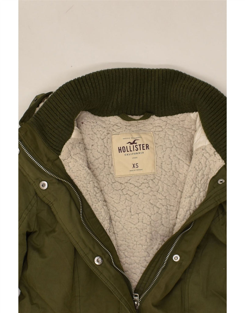 HOLLISTER Womens Hooded Parka Jacket UK 4  XS Khaki | Vintage Hollister | Thrift | Second-Hand Hollister | Used Clothing | Messina Hembry 