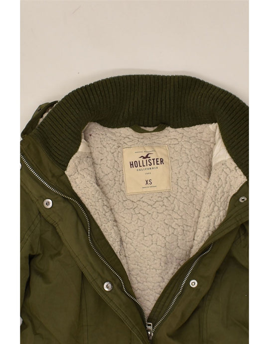 HOLLISTER Womens Hooded Parka Jacket UK 4 XS Khaki