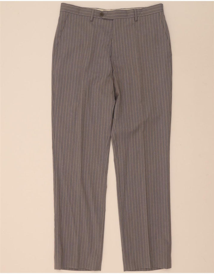 Ferre Mens 3 Button 2 Piece Suit IT 50 Large W34 L33 Grey Striped Viscose