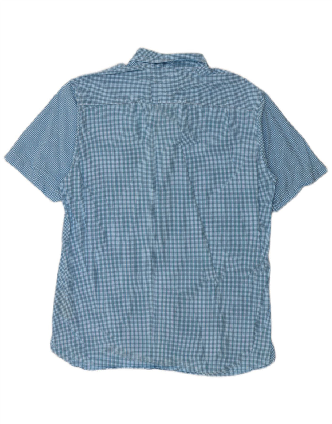 Tommy Hilfiger Mens Short Sleeve Custom Fit Shirt Large Blue Gingham Cotton