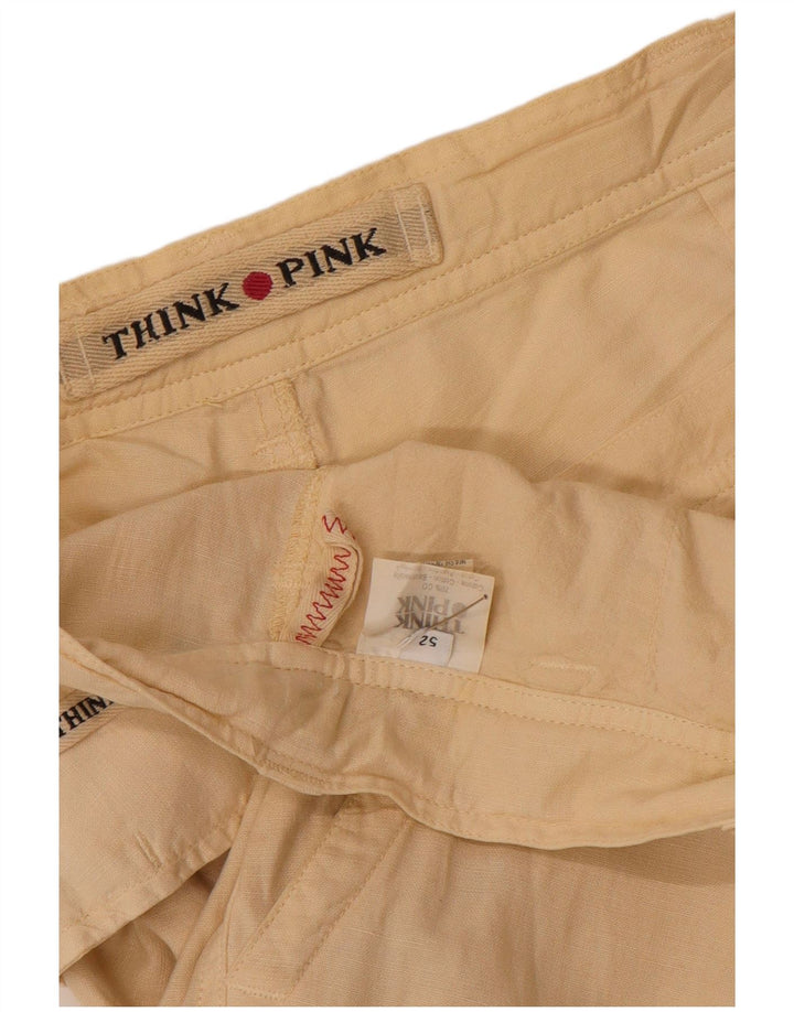 Think Pink Mens Straight Cargo Trousers IT 52 XL W36 L32 Beige Cotton