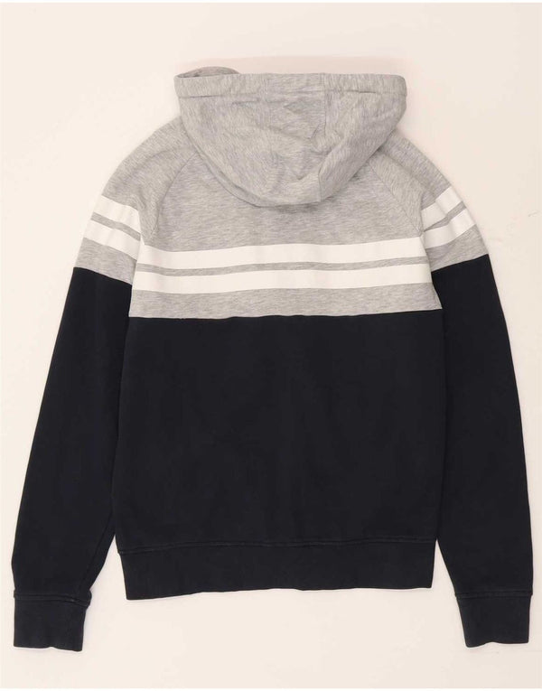 Ellesse Mens Graphic Zip Hoodie Sweater Small Navy Blue Colourblock Cotton