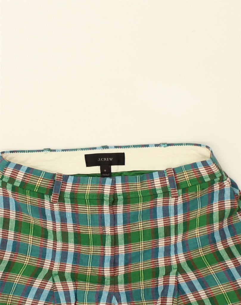 J. CREW Womens Casual Shorts US 0 XS W26 Green Check Cotton | Vintage J. Crew | Thrift | Second-Hand J. Crew | Used Clothing | Messina Hembry 