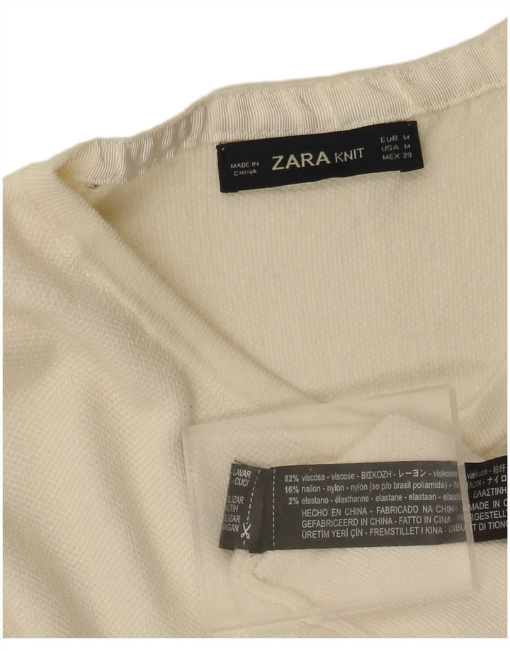 Zara Womens Cardigan Sweater UK 12 Medium White Viscose