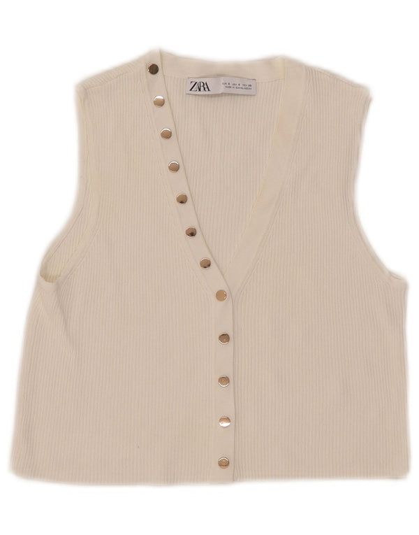 Zara Womens Sleeveless Crop Top UK 10 Small White