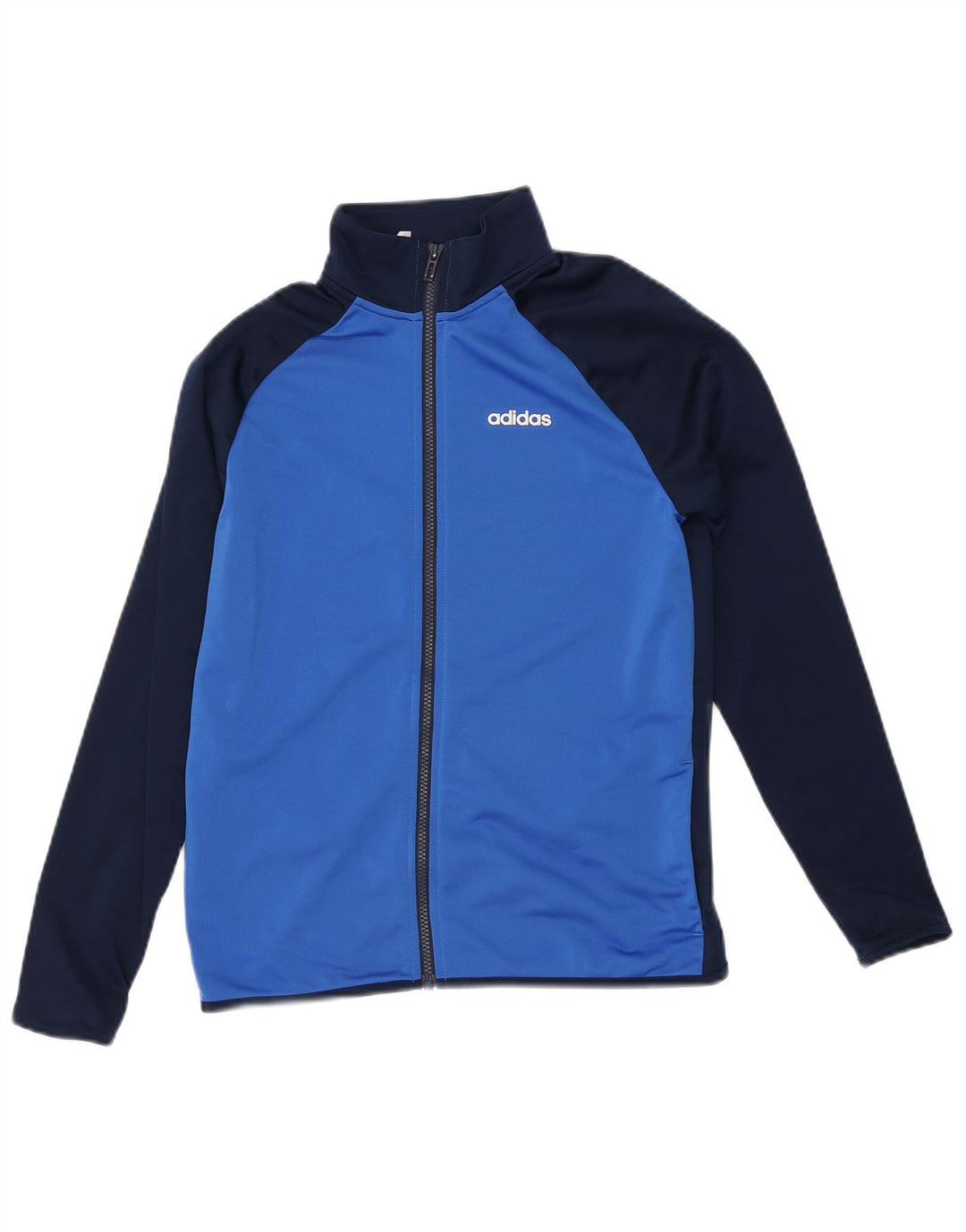 ADIDAS Boys Tracksuit Top Jacket 13-14 Years Navy Blue Colourblock