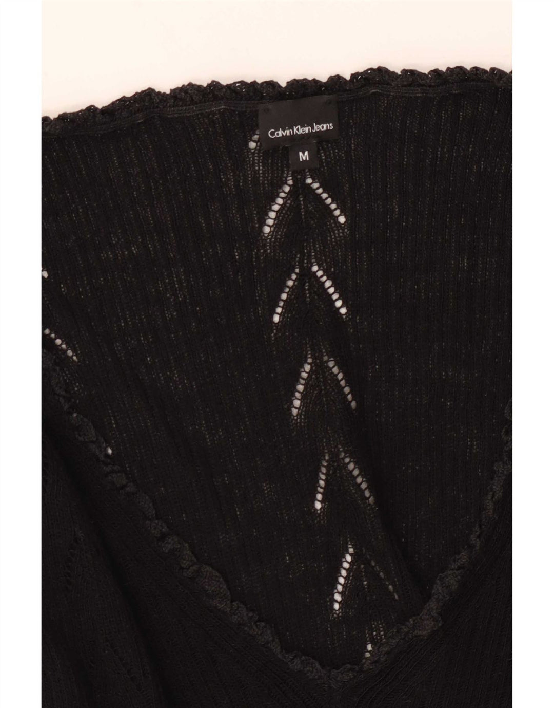 Calvin Klein Womens Graphic Top Long Sleeve UK 12 Medium Black