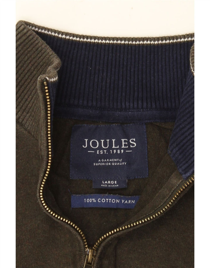 Joules Mens Zip Neck Jumper Sweater Large Green Cotton