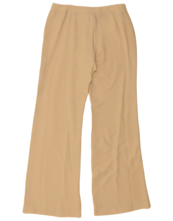 Blunauta Womens Wide Leg Casual Trousers IT 42 Medium W28 L31 Beige Silk