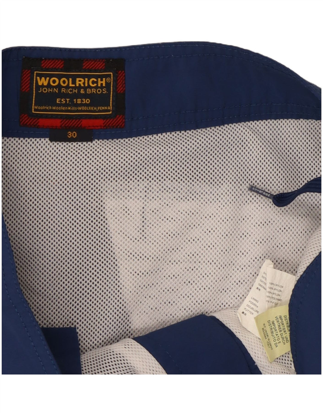 Woolrich Mens Graphic Swimming Shorts Medium Navy Blue Nylon