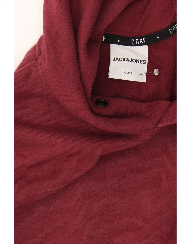 JACK & JONES Mens Core Hoodie Jumper Medium Burgundy Colourblock Polyester Vintage Jack & Jones and Second-Hand Jack & Jones from Messina Hembry 