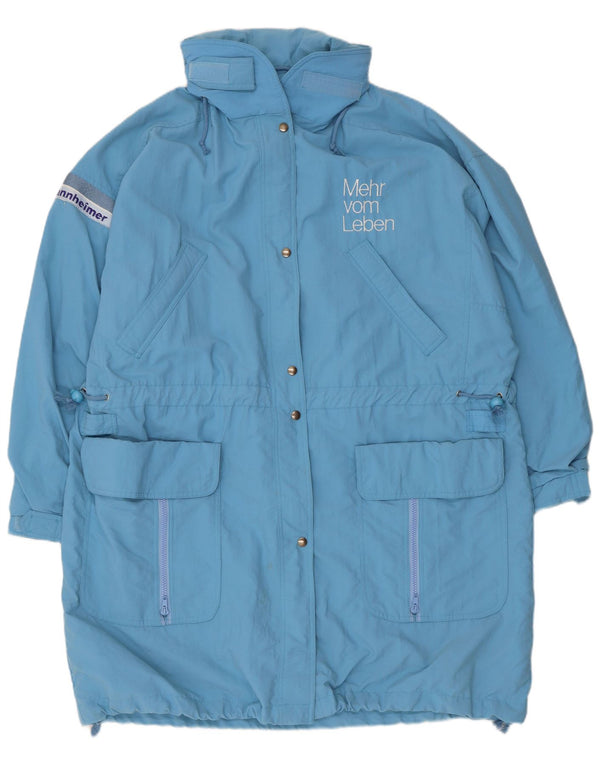 Tactel Womens Hooded Oversized Windbreaker Coat UK 10 Small Blue Polyamide