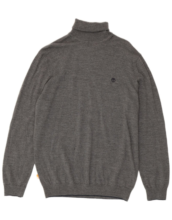 Timberland Mens Roll Neck Jumper Sweater XL Grey Wool