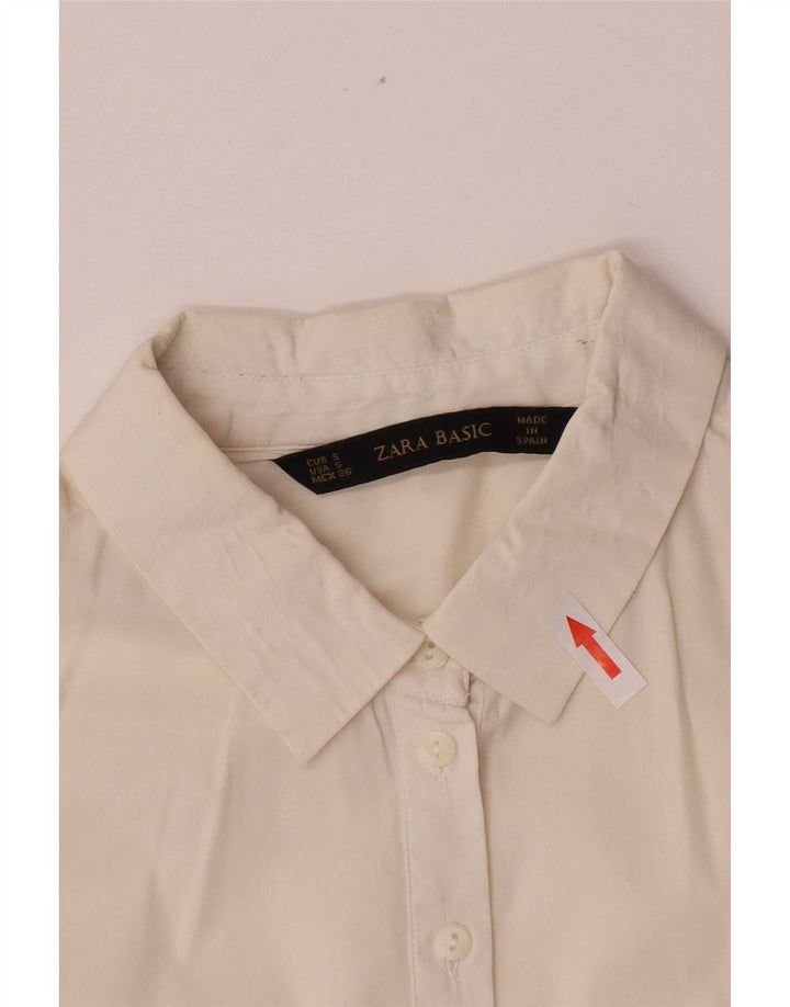 Zara Womens 3/4 Sleeve Pullover Shirt UK 10 Small White