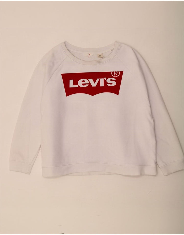 Levi's Womens Graphic Oversized Sweatshirt Jumper UK 16 Large White Cotton