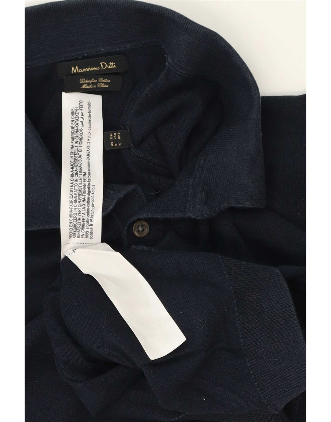 Massimo Dutti Mens Polo Neck Jumper Sweater Small Navy Blue Cotton