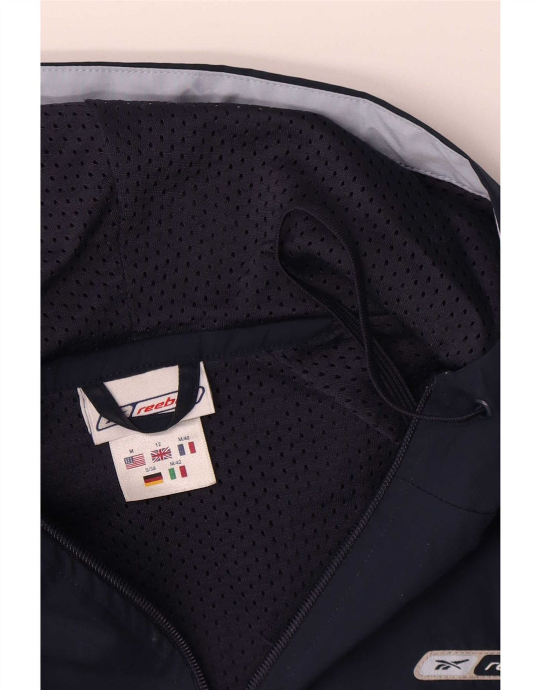 Reebok Womens Hooded Tracksuit Top Jacket UK 14 Medium Navy Blue