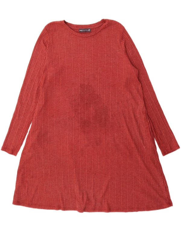 Marks & Spencer Womens Long Sleeve Tent Dress UK 18 XL Burgundy Polyester