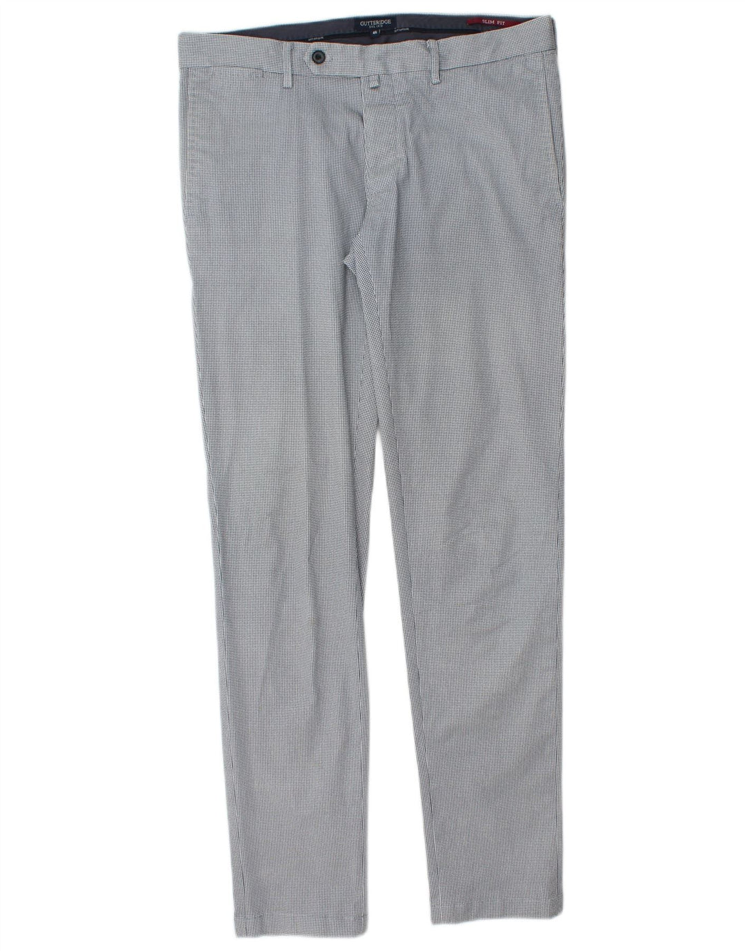 Gutteridge Mens Skinny Suit Trousers IT 46 Small W32 L32 Blue Houndstooth