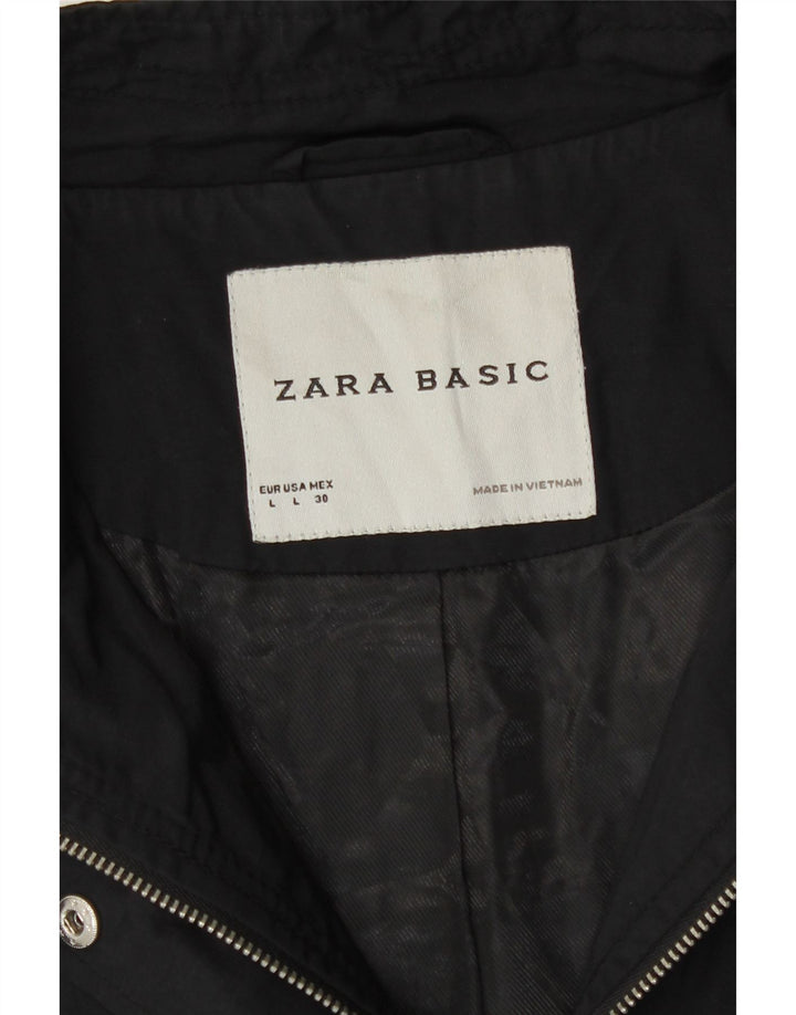 Zara Womens Military Utility Jacket UK 16 Large Black