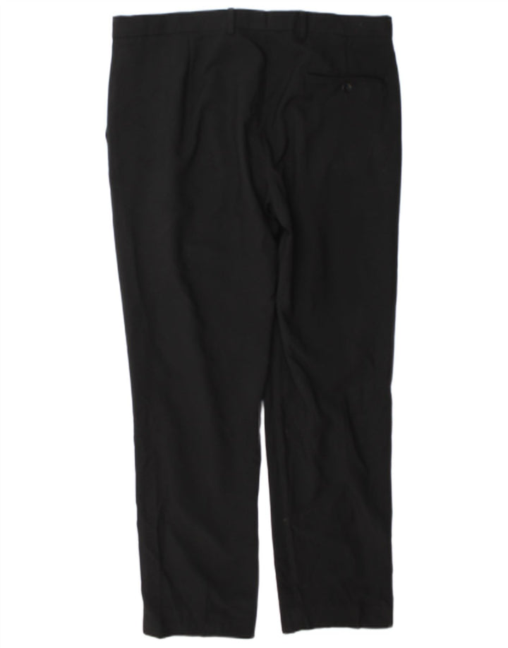 Marks & Spencer Mens Straight Regular Suit Trousers W36 L31 Black Polyester