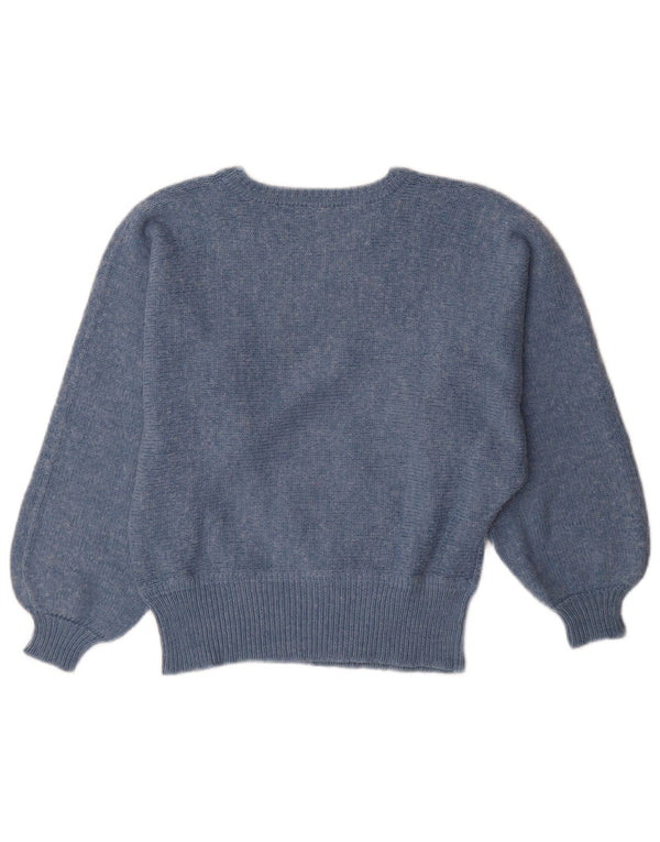 Vintage Womens Boat Neck Jumper Sweater UK 12 Medium Blue Striped