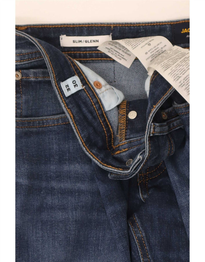 Jack & Jones Mens GLENN Slim Jeans W32 L30 Navy Blue Cotton