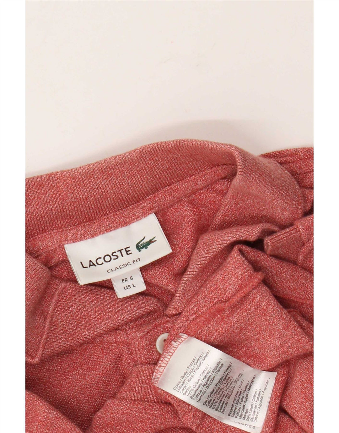 Lacoste Mens Classic Fit Polo Shirt Size 5 Large Red Cotton
