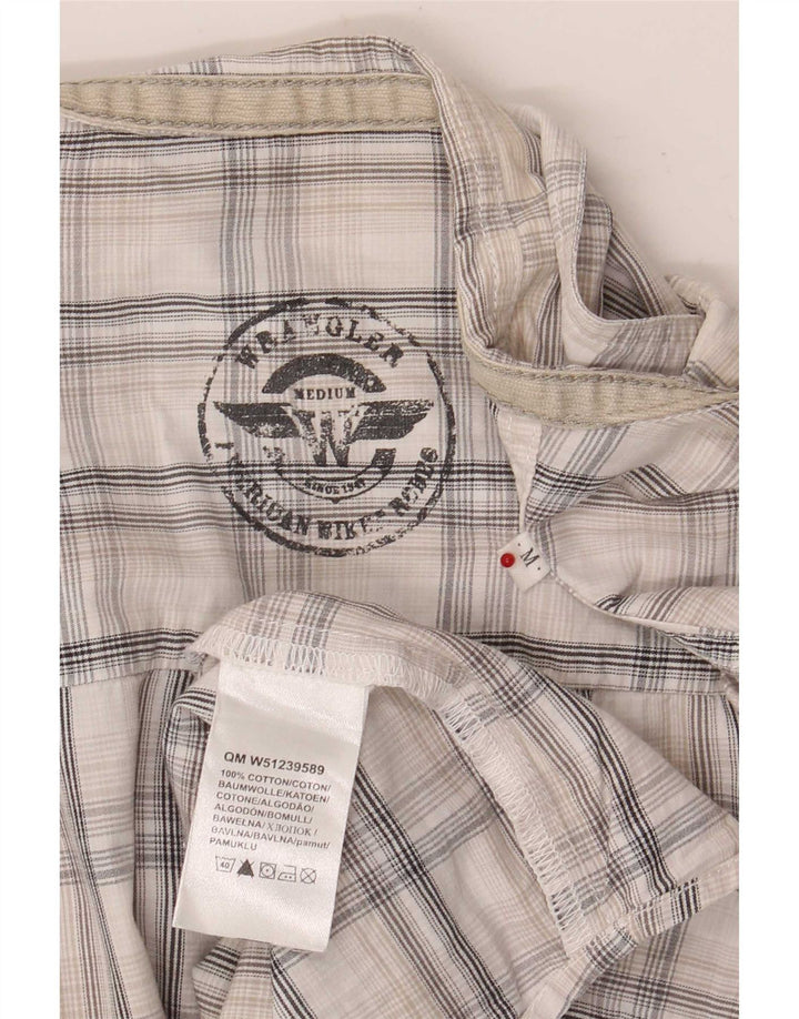 Wrangler Mens Short Sleeve Shirt Medium White Check Cotton