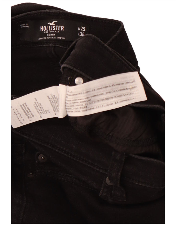 HOLLISTER Mens Skinny Jeans W29 L30 Black Cotton