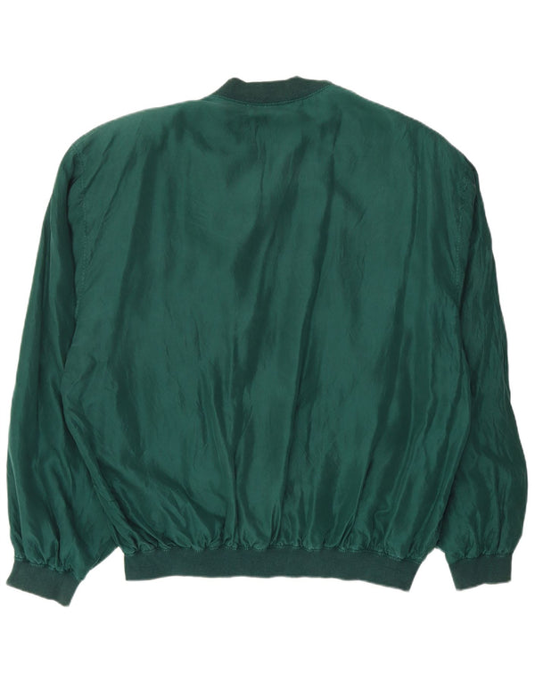 VINTAGE Mens Bomber Jacket UK 42 XL Green Silk