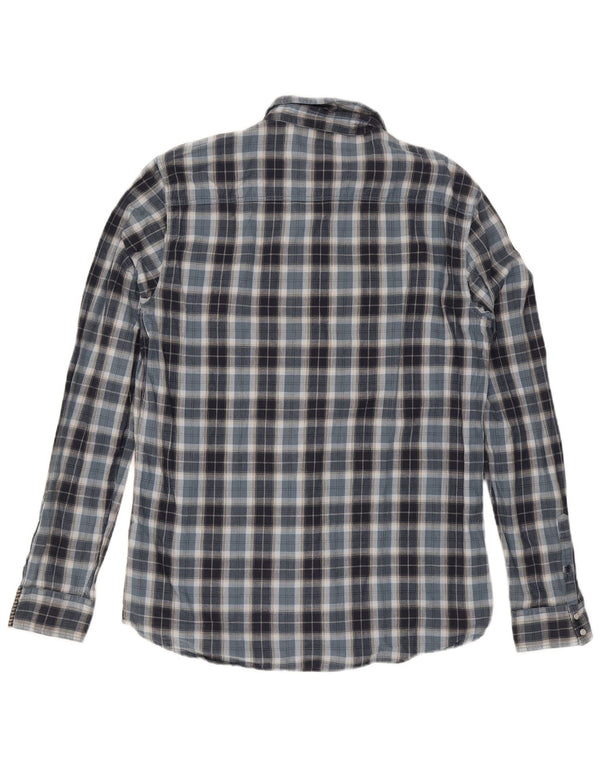 Guess Mens Flannel Shirt UK 42 Large Blue Check Cotton