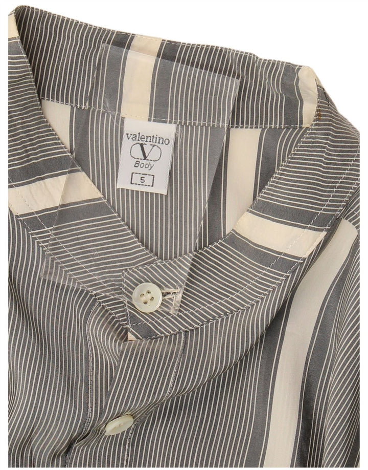 Valentino Womens Long Sleeve Pullover Shirt Dress IT 52 2XL Grey Striped