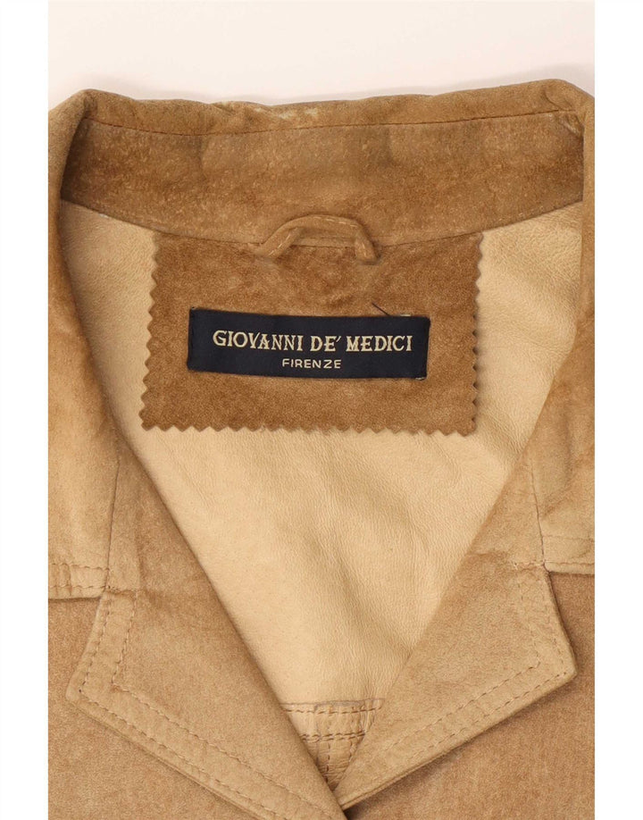 Vintage Womens Suede Jacket IT 42 Medium Beige Leather