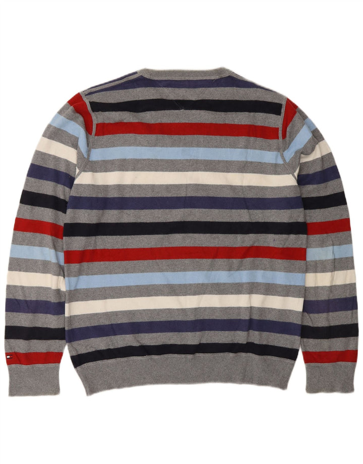Tommy Hilfiger Mens Crew Neck Jumper Sweater Medium Multicoloured Striped