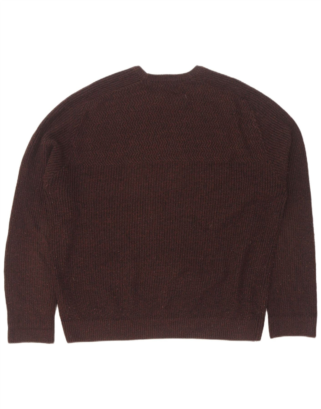 Zara Mens Crew Neck Jumper Sweater XL Brown Acrylic