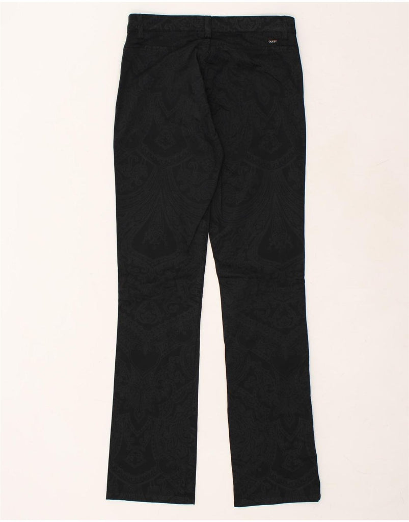 GUESS Womens Straight Casual Trousers W29 L31 Black Paisley Cotton | Vintage Guess | Thrift | Second-Hand Guess | Used Clothing | Messina Hembry 