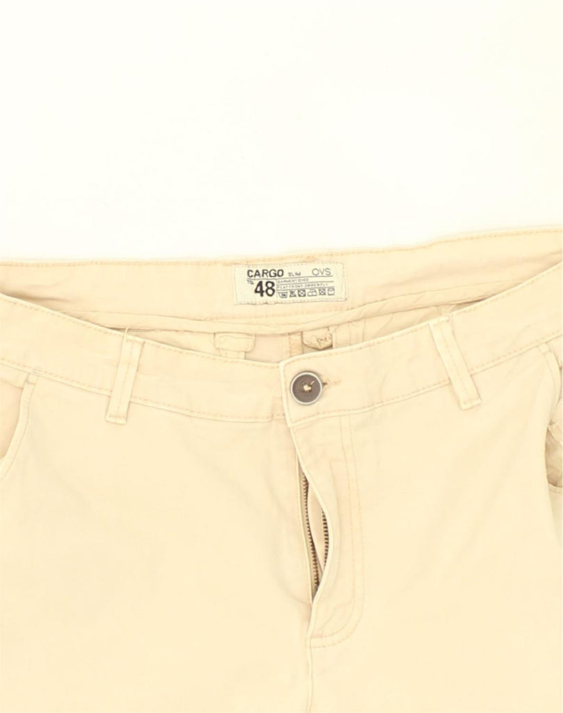 OVS Womens Slim Cargo Trousers IT 48 XL W34 L32  Beige Cotton | Vintage OVS | Thrift | Second-Hand OVS | Used Clothing | Messina Hembry 